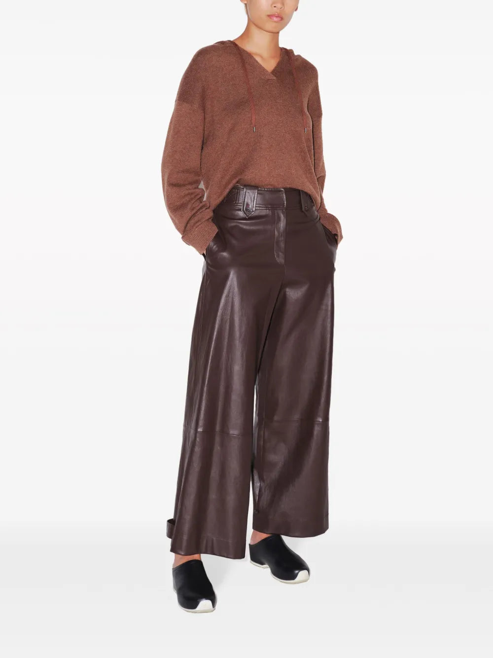 Wide-Leg Lambskin Trousers