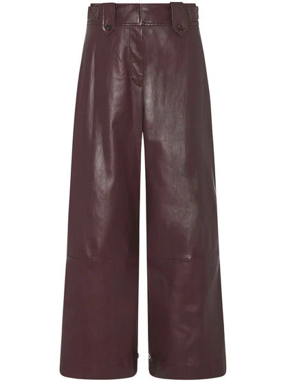 Wide-Leg Lambskin Trousers
