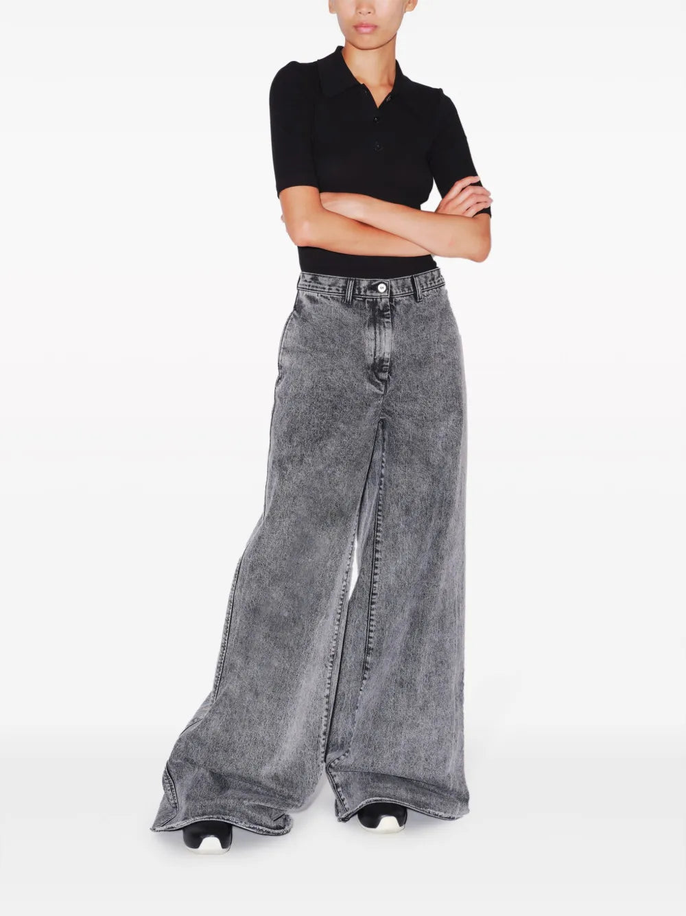 Acid-Wash Wide-Leg Jeans
