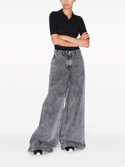 Acid-Wash Wide-Leg Jeans