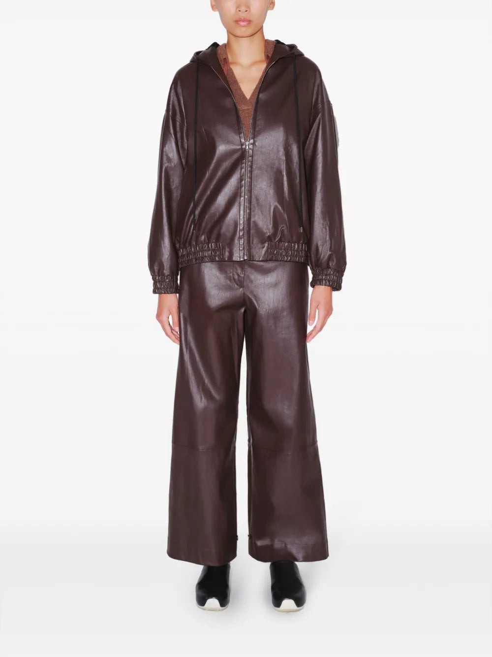 Plonge Leather Hooded Jacket