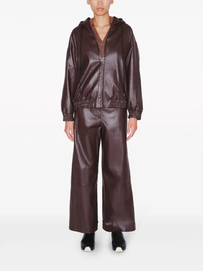 Plonge Leather Hooded Jacket