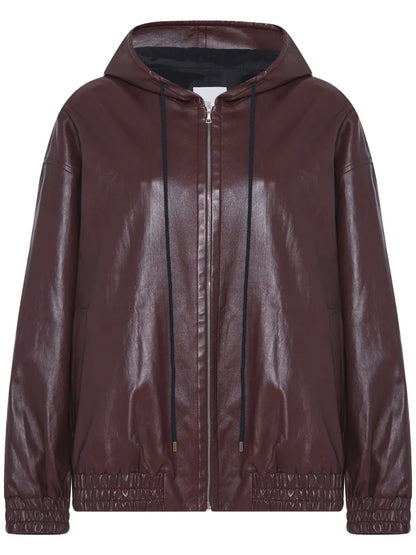 Plonge Leather Hooded Jacket