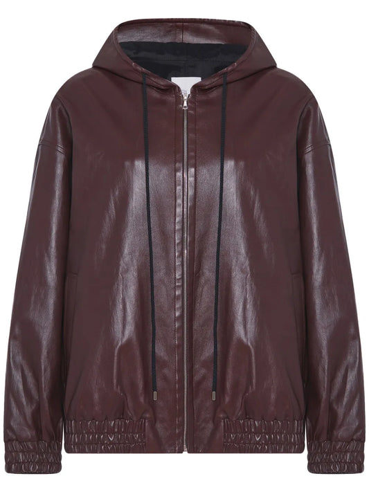 Plonge Leather Hooded Jacket