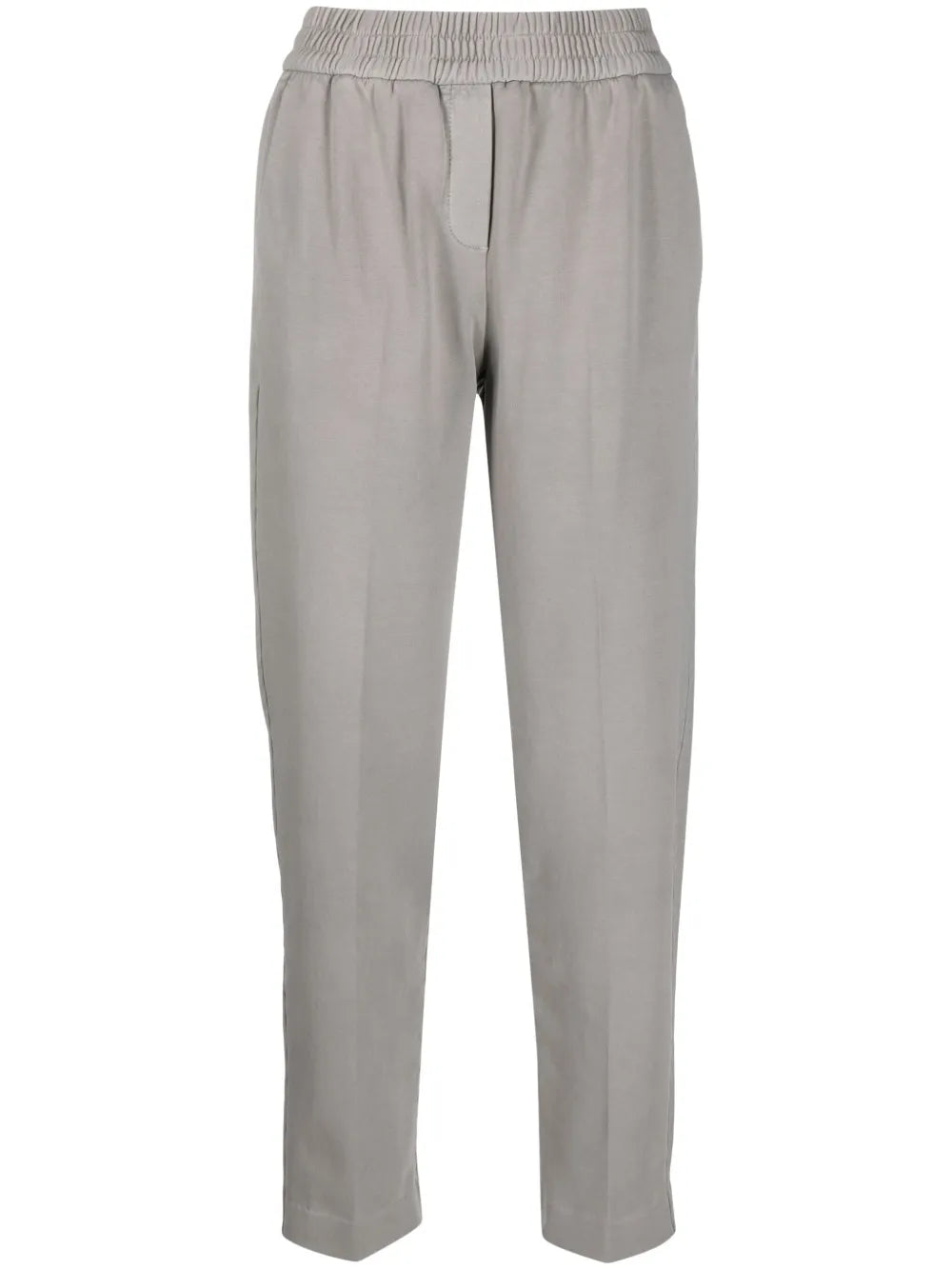 Elasticated-Waist Cotton-Blend Tapered Trousers