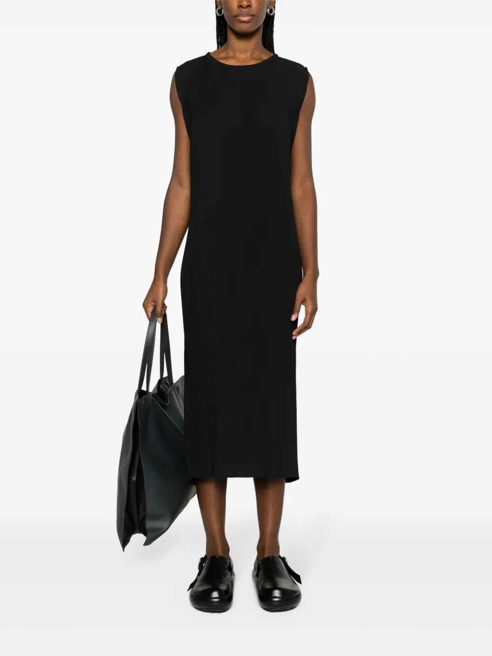 Pull Plissé-Crepe Midi Dress