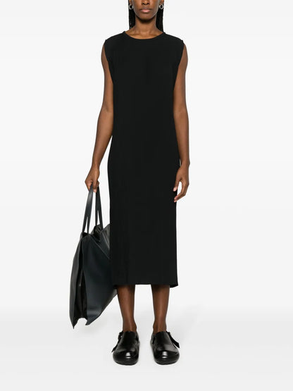 Pull Plissé-Crepe Midi Dress