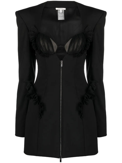 Ruffle-Detail Blazer Minidress