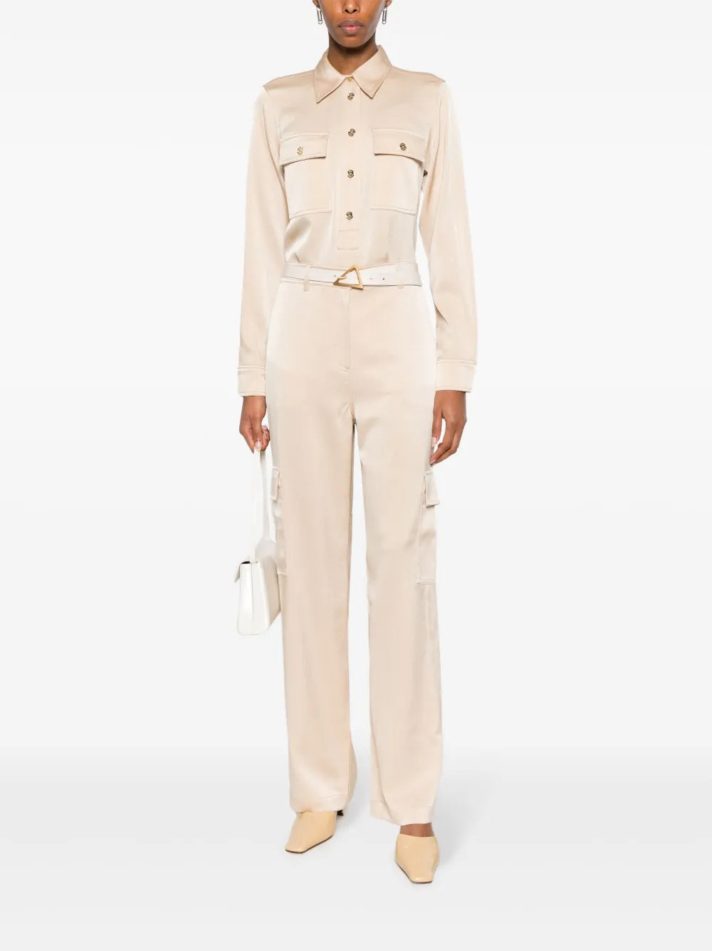 Straight-Leg Satin-Finish Trousers