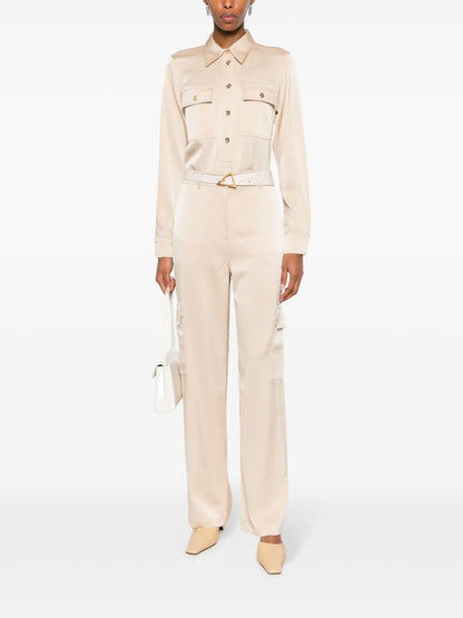 Straight-Leg Satin-Finish Trousers