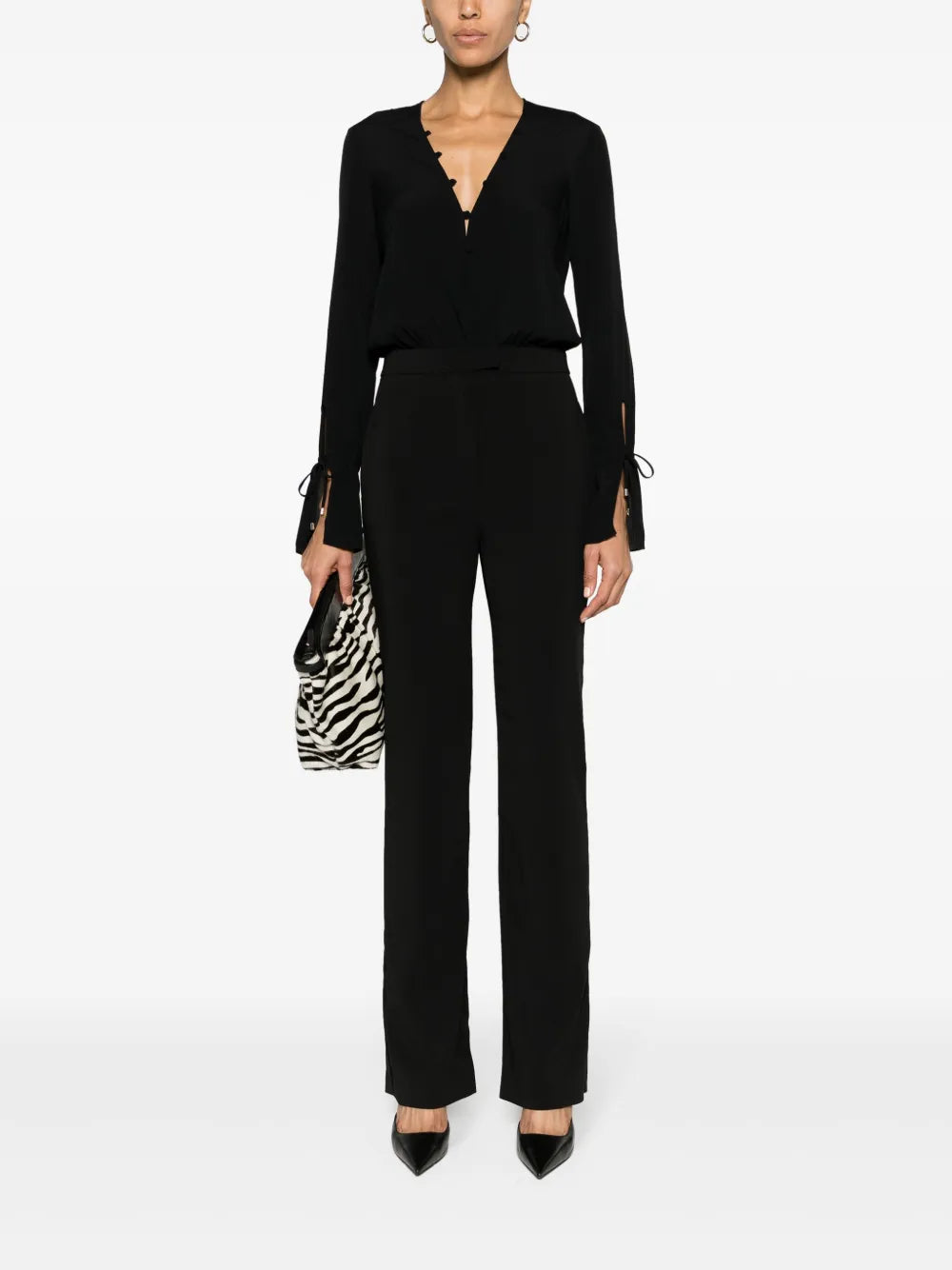 Crepe-Texture Straight-Leg Jumpsuit