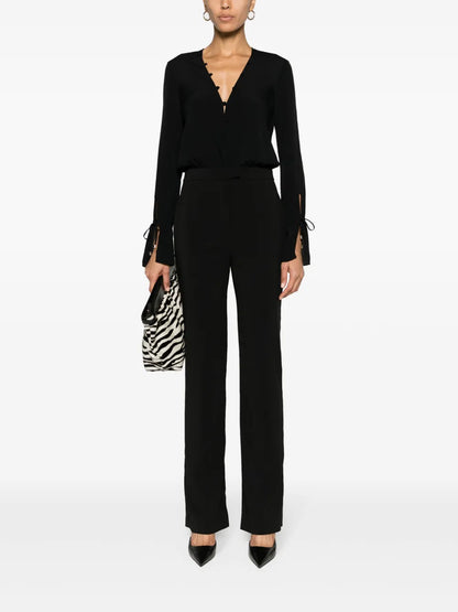 Crepe-Texture Straight-Leg Jumpsuit