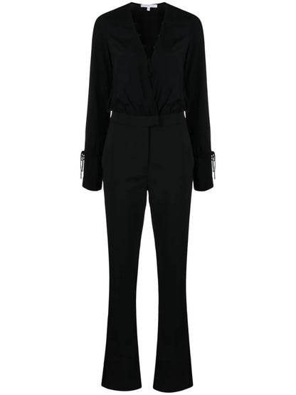 Crepe-Texture Straight-Leg Jumpsuit