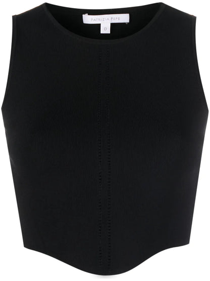 Logo-Plaque Ribbed-Knit Cropped Top
