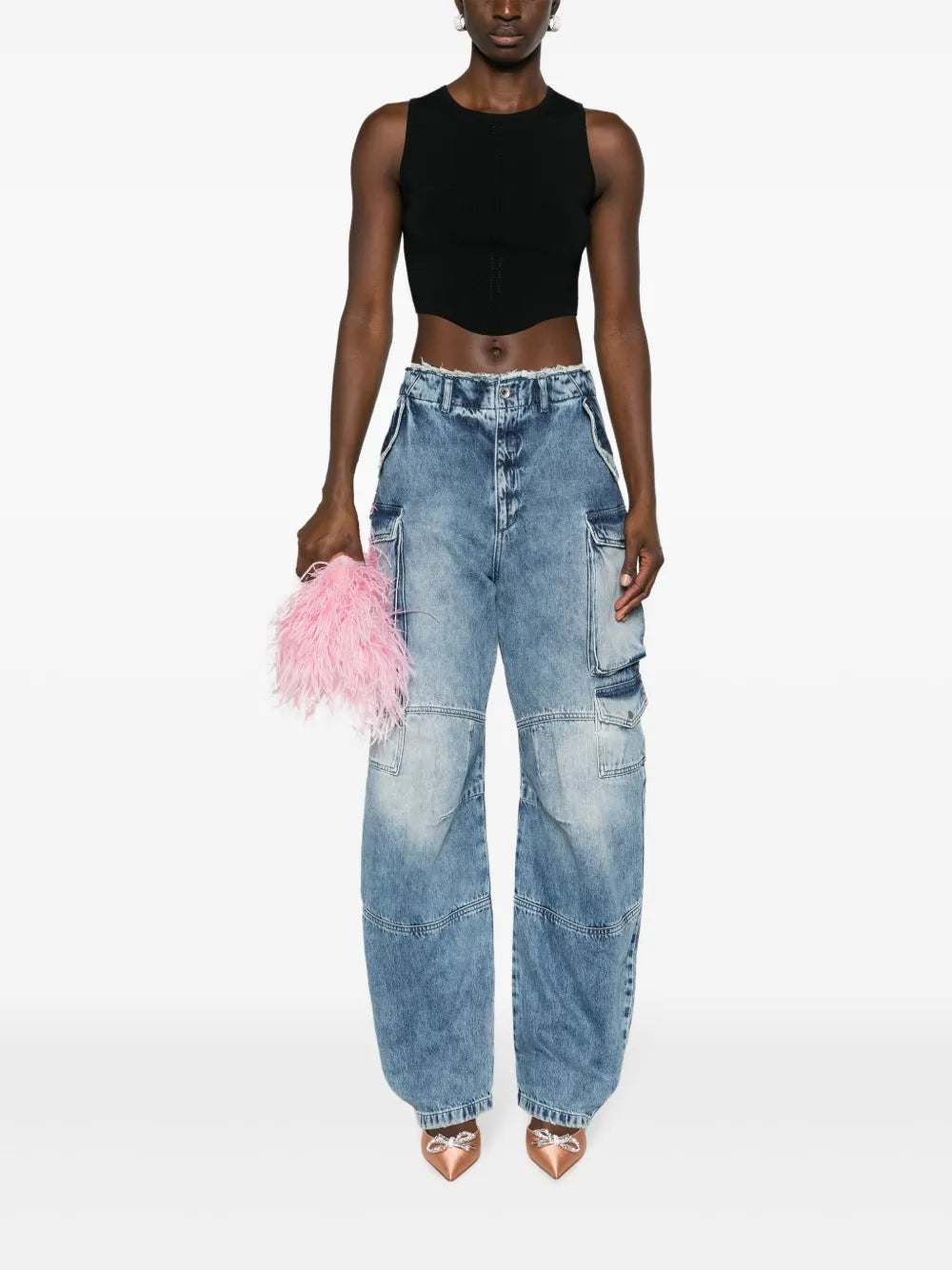 Logo-Plaque Ribbed-Knit Cropped Top