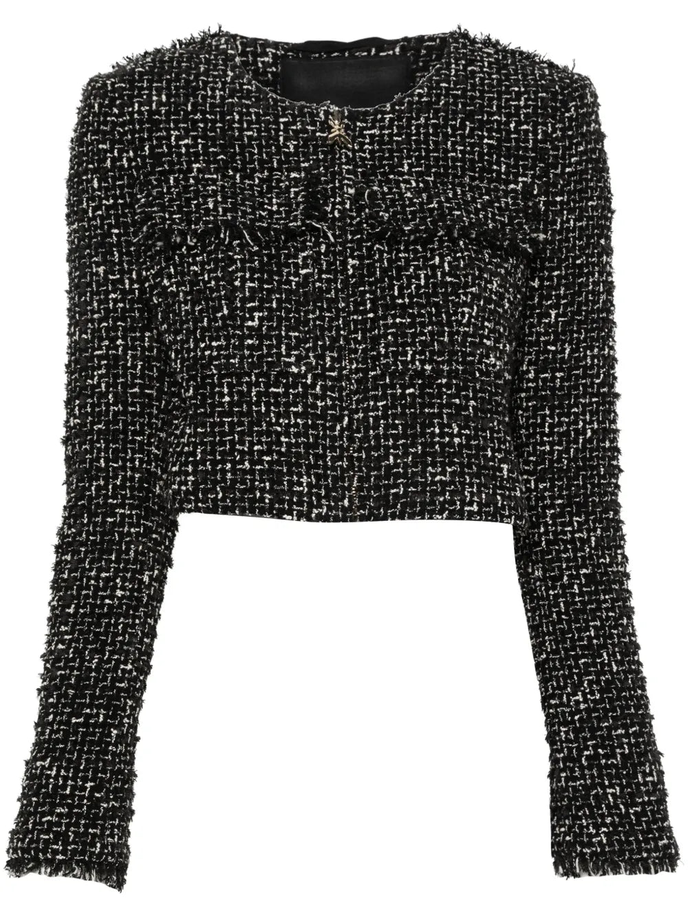 Branded-Zip Bouclé Jacket