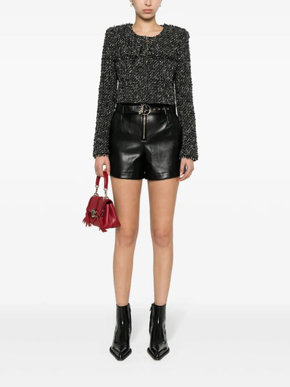 Branded-Zip Bouclé Jacket