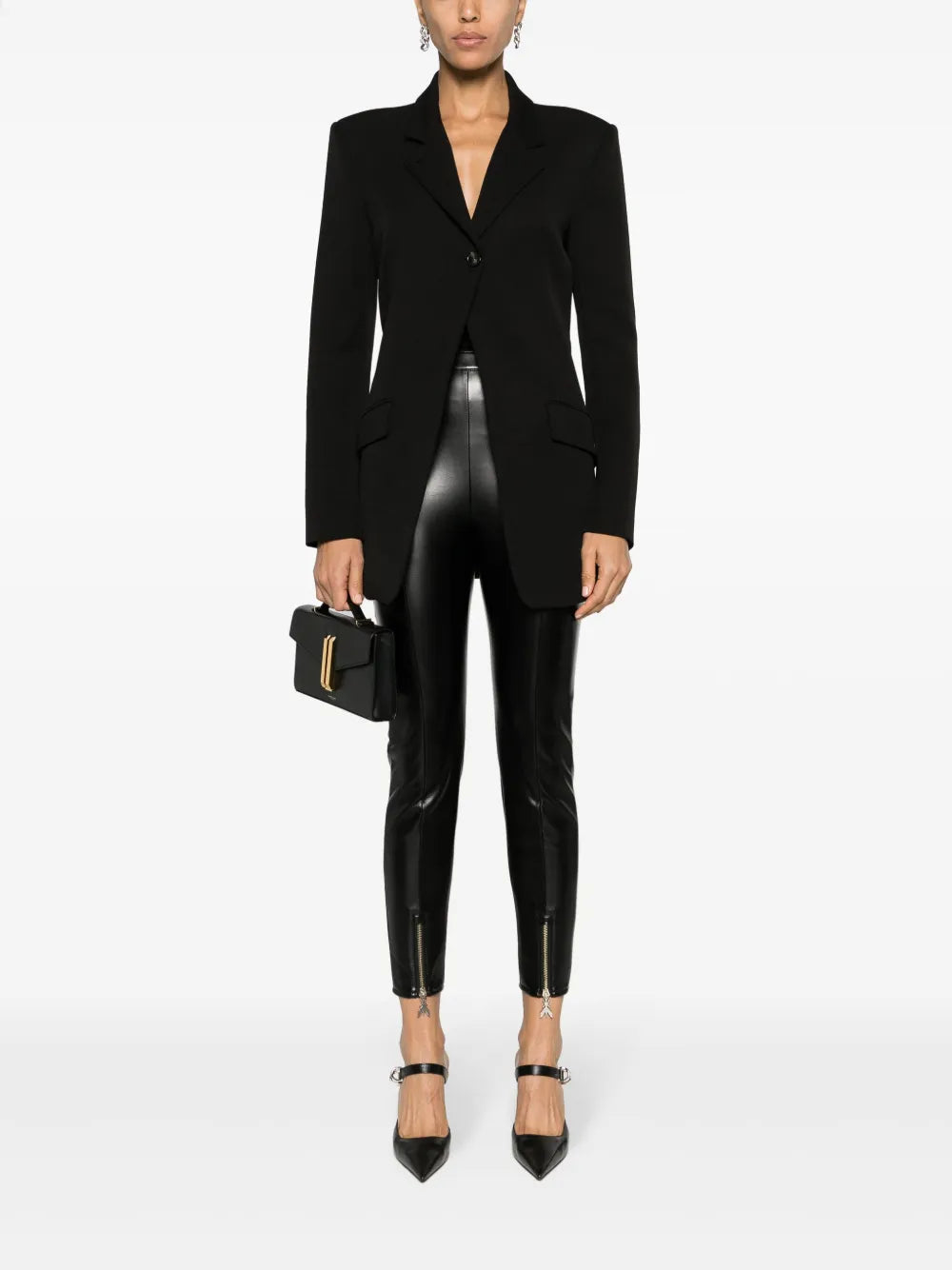 Mid-Rise Coated Slim Trousers