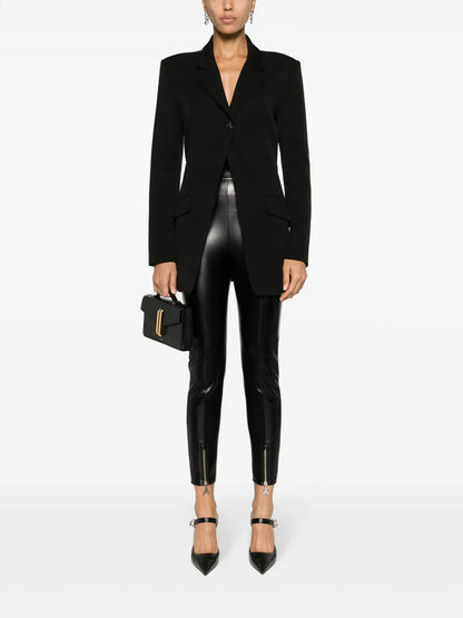 Mid-Rise Coated Slim Trousers