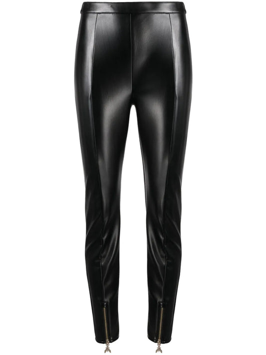 Mid-Rise Coated Slim Trousers