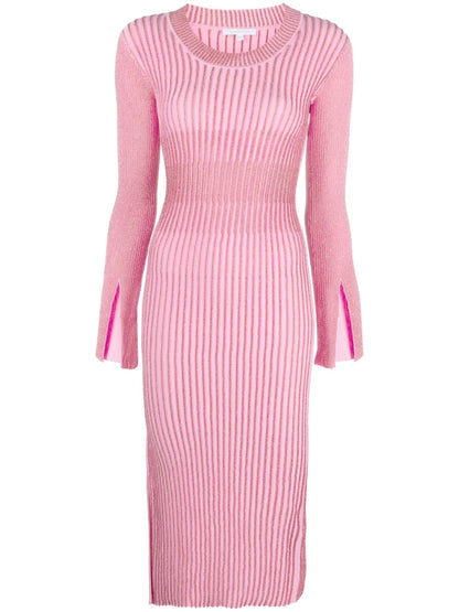 Lurex-Detail Ribbed-Knit Maxi Dress