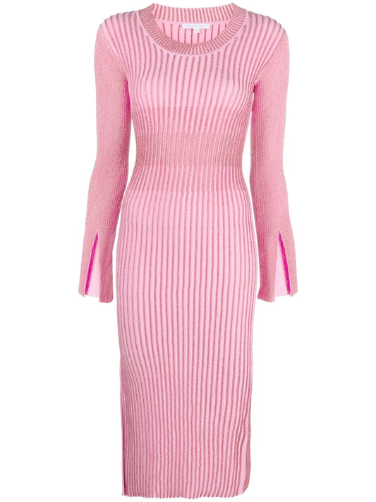 Lurex-Detail Ribbed-Knit Maxi Dress