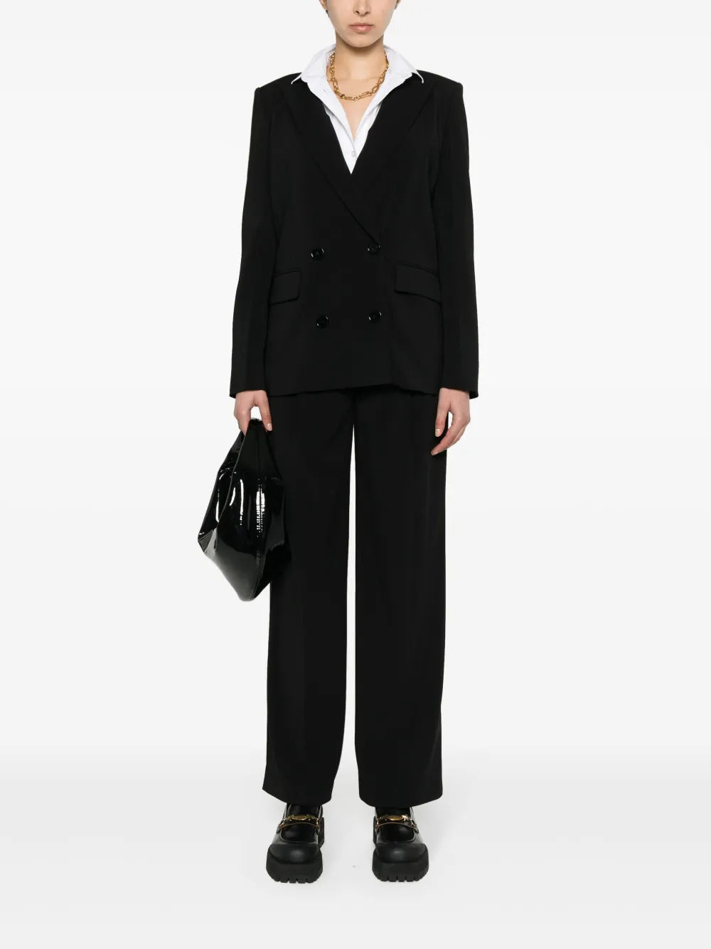 Pleat-Detail Straight-Leg Trousers