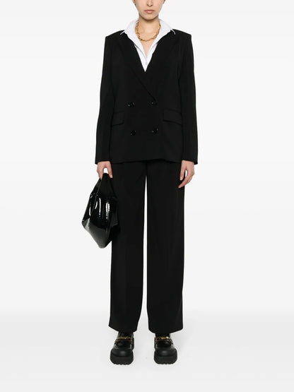 Pleat-Detail Straight-Leg Trousers