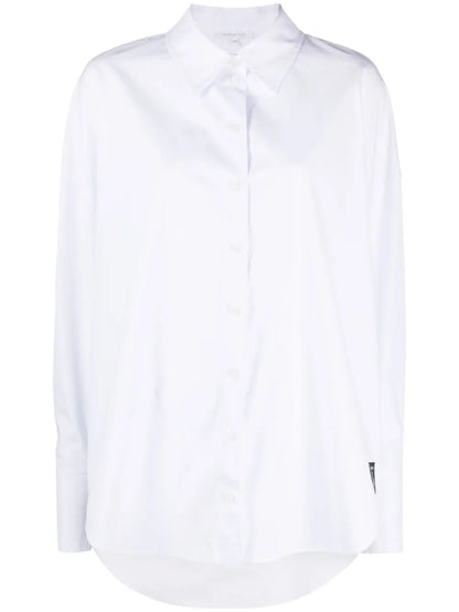 Logo-Patch Pointed-Collar Cotton Shirt