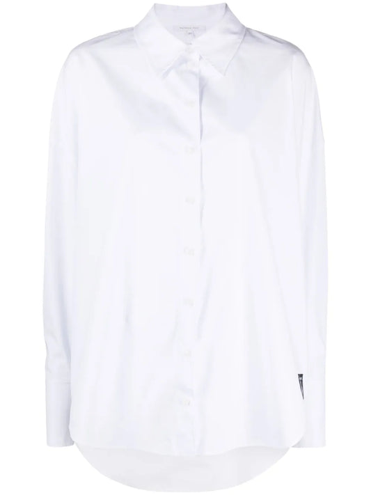 Logo-Patch Pointed-Collar Cotton Shirt