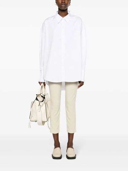 Logo-Patch Pointed-Collar Cotton Shirt