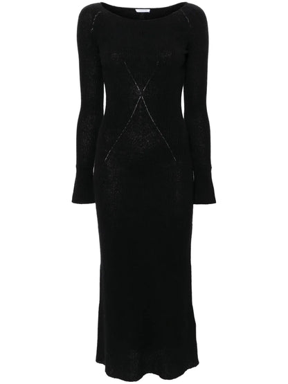 Round-Neck Ribbed Midi Dress
