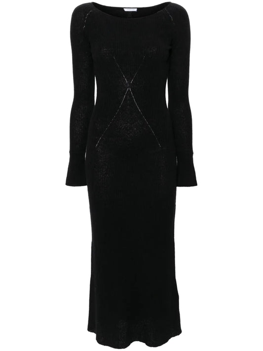 Round-Neck Ribbed Midi Dress