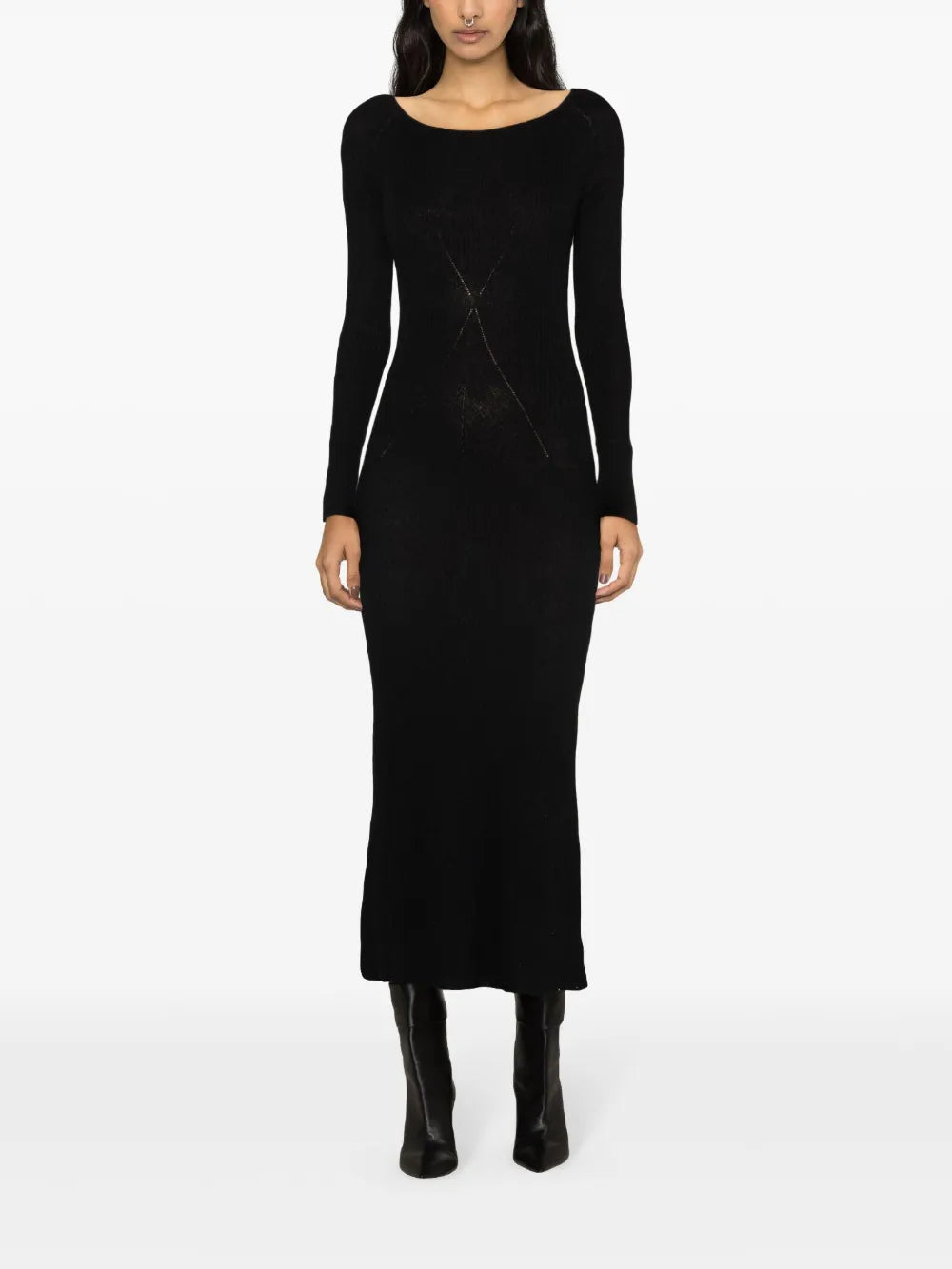 Round-Neck Ribbed Midi Dress