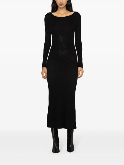 Round-Neck Ribbed Midi Dress