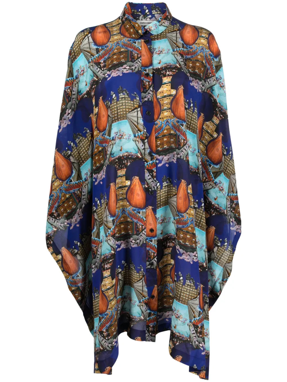 Square Boxing-Print Midi Dress