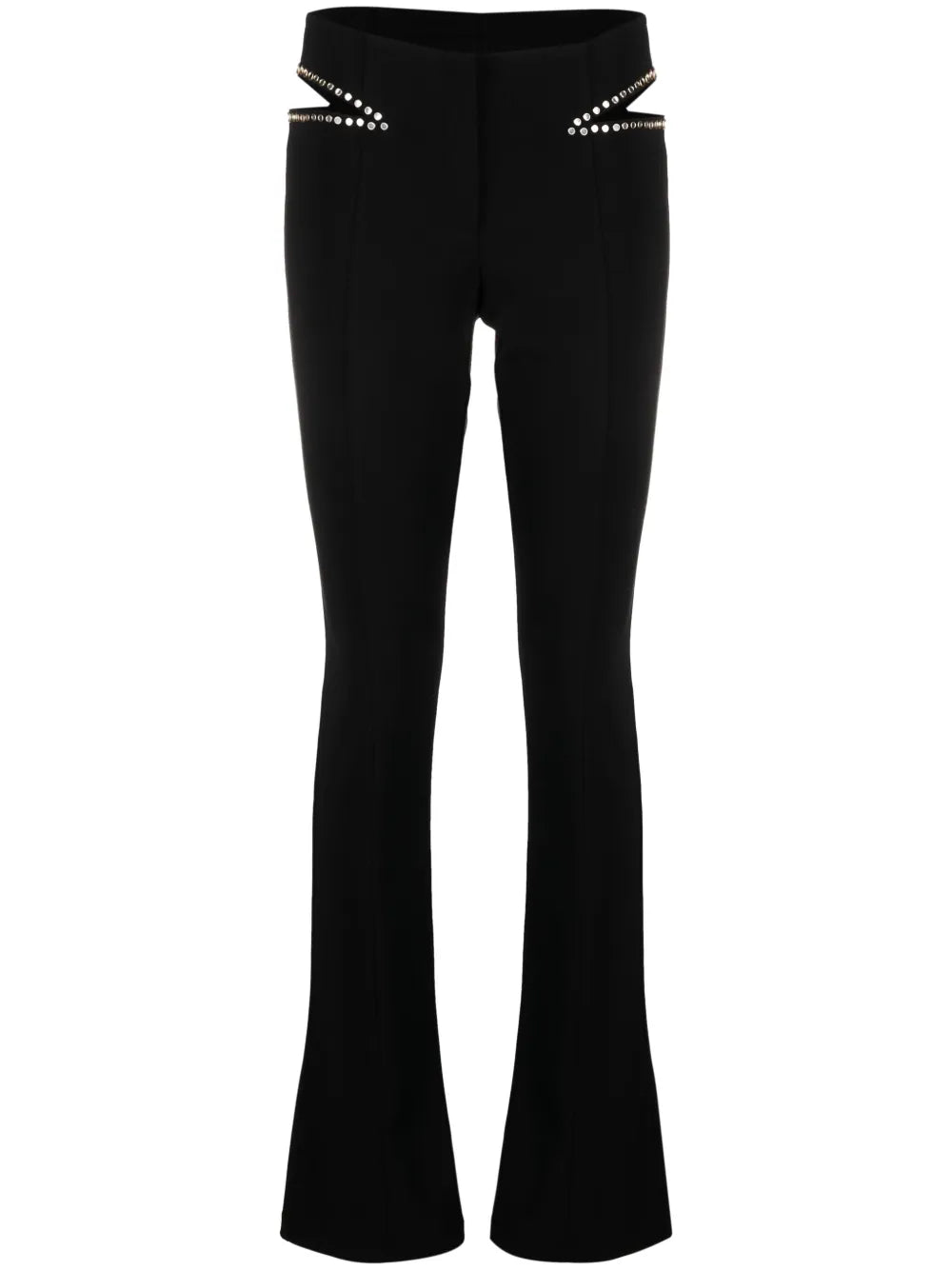 Stud-Detailing Cut-Out Slim Trousers