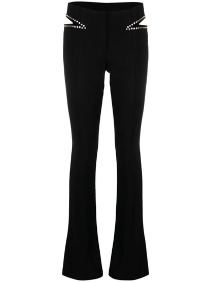 Stud-Detailing Cut-Out Slim Trousers