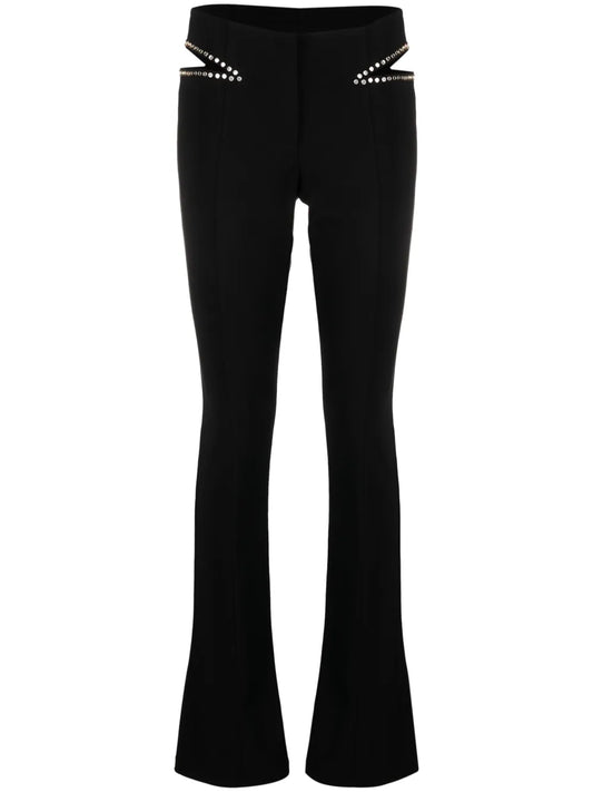 Stud-Detailing Cut-Out Slim Trousers