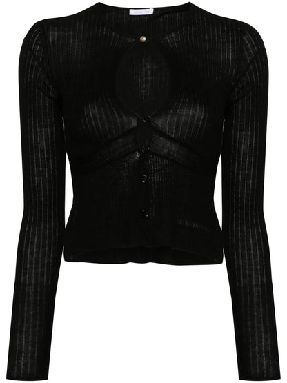 Ribbed-Knit Wool Cardigan