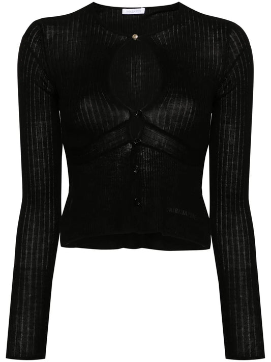 Ribbed-Knit Wool Cardigan