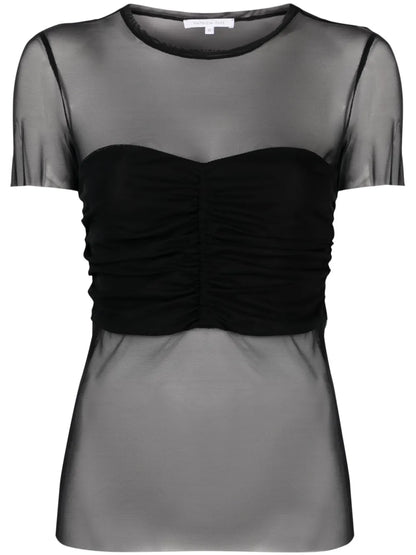 Ruched Semi-Sheer T-Shirt