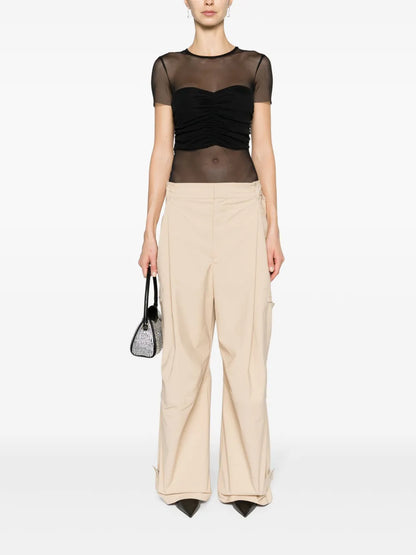Ruched Semi-Sheer T-Shirt
