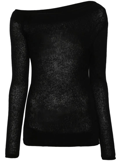 Boat-Neck Brushed-Effect Jumper