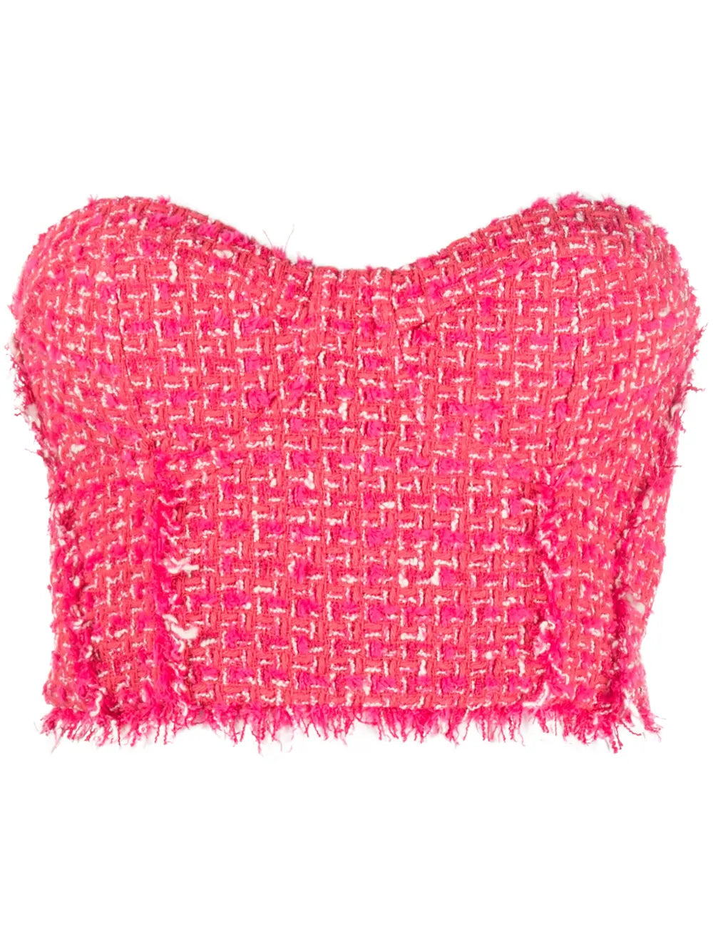 Frayed Tweed Bustier Top