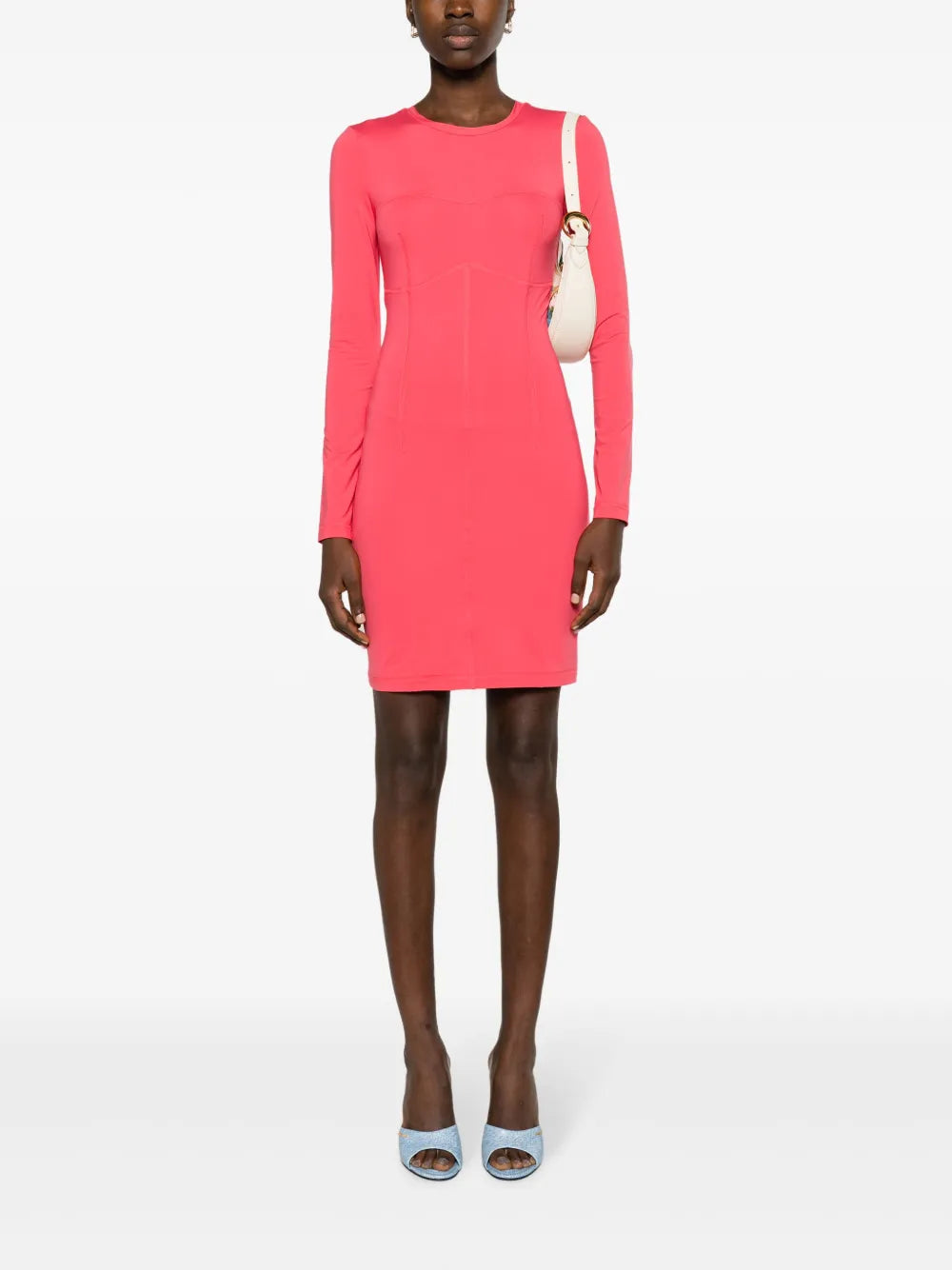 Exposed Stitching Fitted Dress