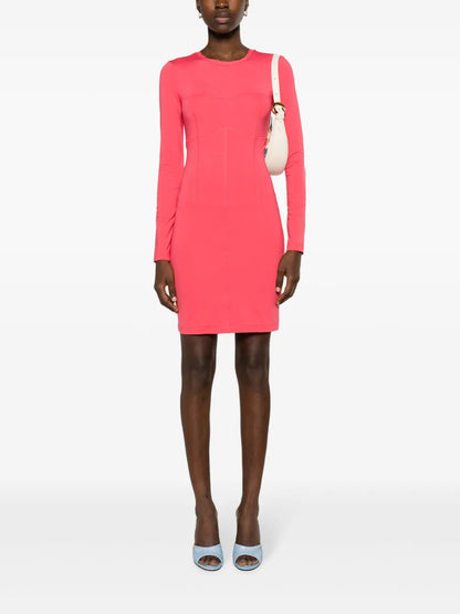 Exposed Stitching Fitted Dress