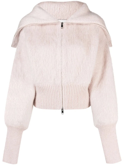 Jen Brushed-Effect Zip-Up Cardigan