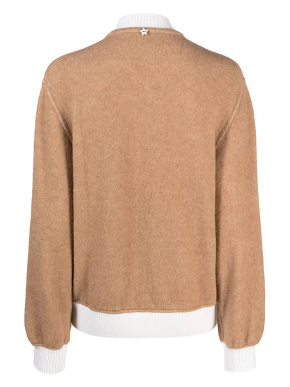 Colour-Block Zip-Up Cardigan