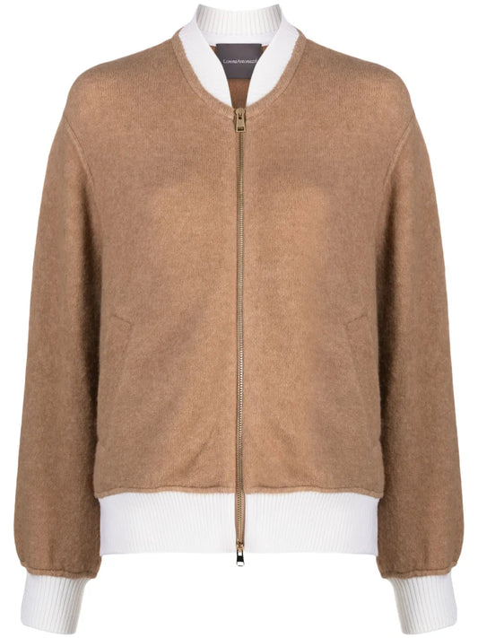 Colour-Block Zip-Up Cardigan